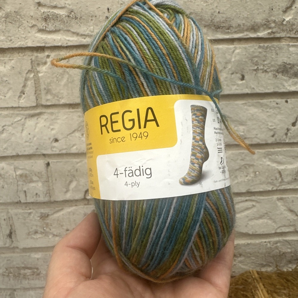Regia 4-Ply Multi Color Sock Yarn 01294 Blue Orange Green 75% Wool 100gr 459 Y